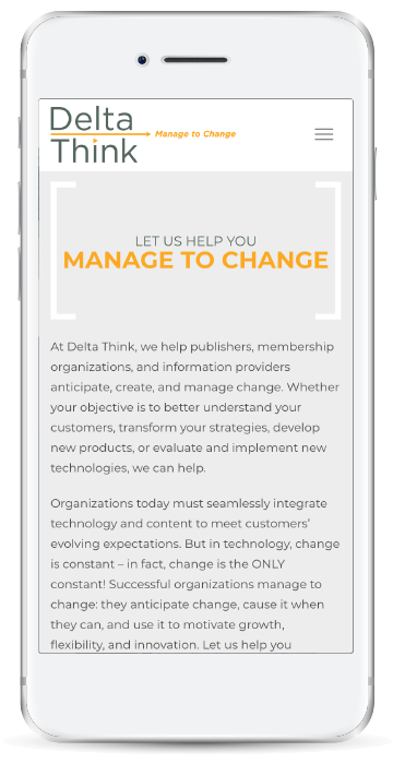 Delta Think Mobile Homepage