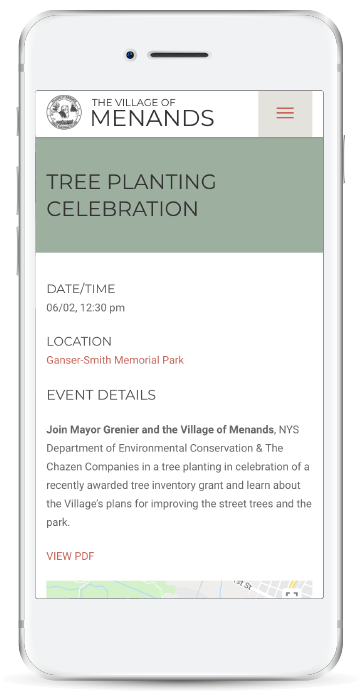 Menands Event Detail Page Mobile